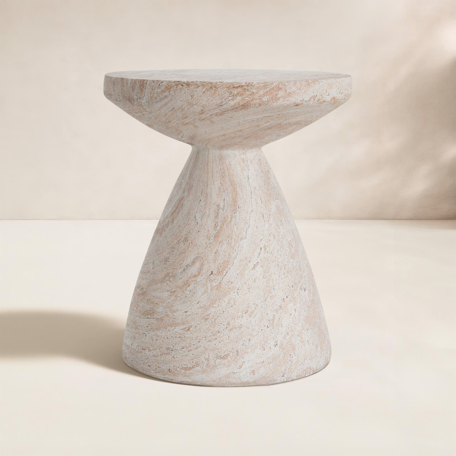 Jacqueline 18" Patio Side Table, Travertine