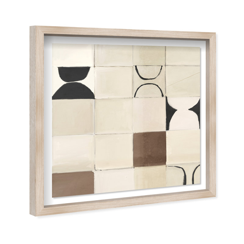 Boho Tiles Framed Graphic Art, 13.5" H x 13.5" W, Natural Oak Shadowbox