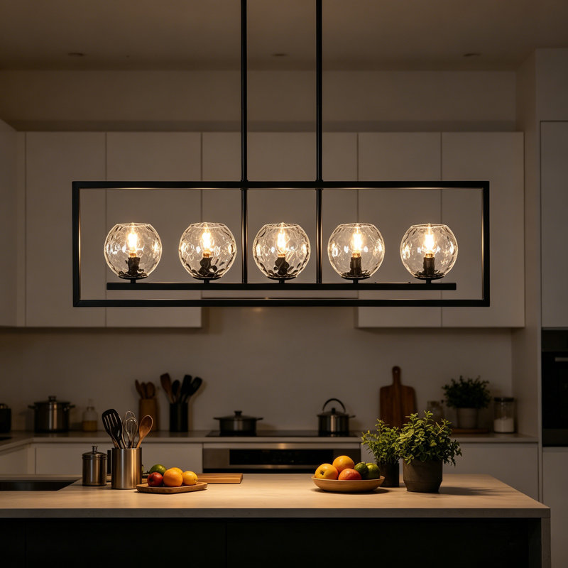 Luminaire suspendu linéaire à 5 lumières pour îlot de cuisine, lumière réglable