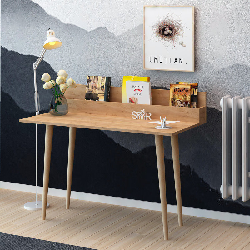 Modern Oak Study Desk, 39.4 x 37.0 x 23.6 inches | 100% Melamine Coated Particle Board, Thickness: 0.7 inches | Wall-Mountable, Scandinavian Design, Perfect for Home Office & Study Spaces, Stylish & Functional