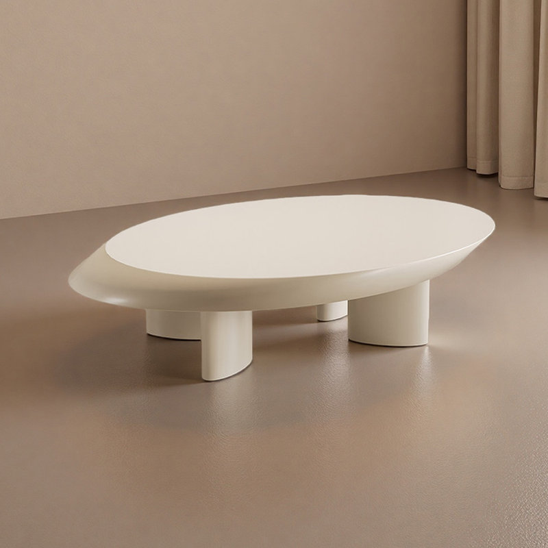 Table basse ovale en bois Simplicity, Beige, Beige