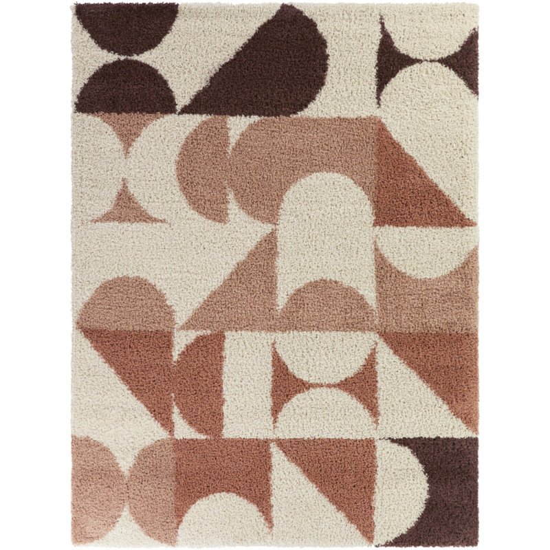 Grimsby Brown/Pink Geometric Color Block Area Rug, Rectangle 7'10" x 10'