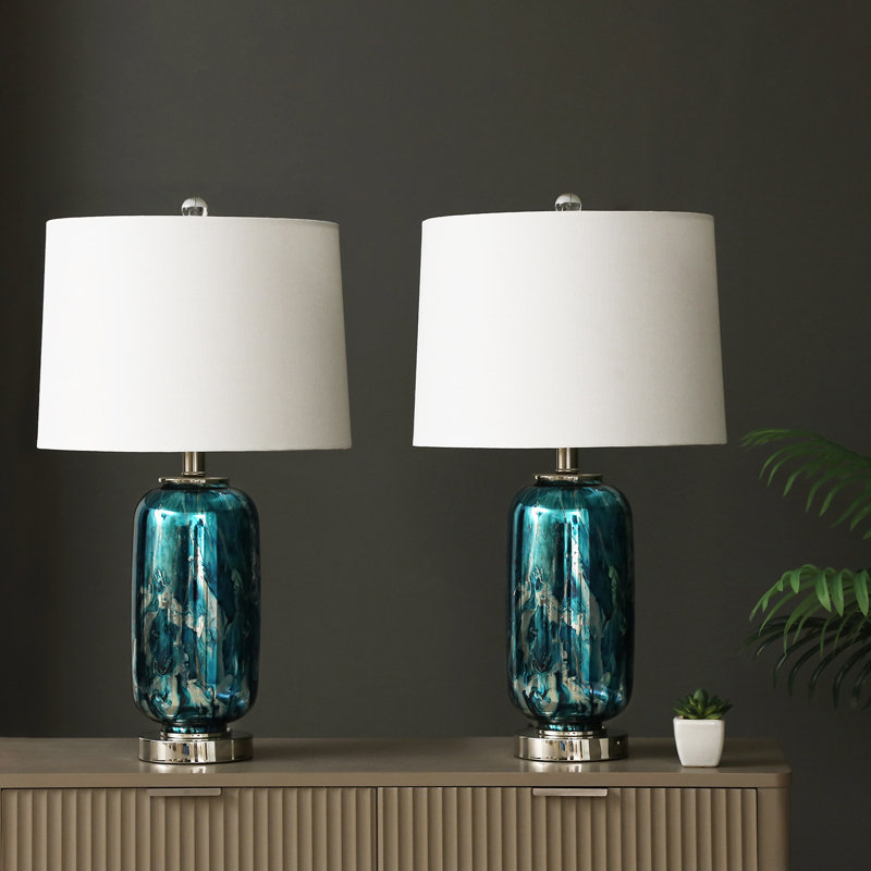 Cranmo 61.2cm Table Lamp for Bedroom Furniture, Bedside Buffet Lamp with Glass Base