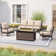 Arwand Outdoor Patio Conversation Set with Fire Pit Table & Optional Ottomans