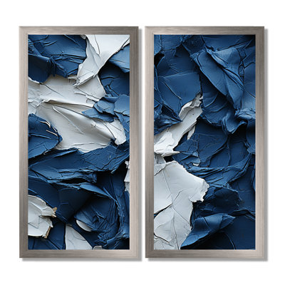 Bliss Of Happiness In Aegean Blue - Abstract Painting Wall Art, Blue Abstract Canvas Print 2 Piece
