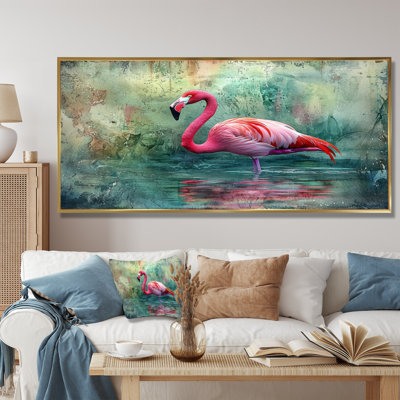 Flamingo In The Lagoon I - flamingo Canvas Wall Art