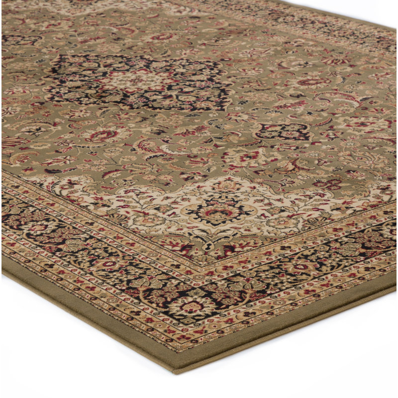 Black Medallion Synthetic Easy Care Stain-resistant Area Rug