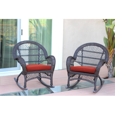 Chaise berçante en osier avec coussins Berchmans