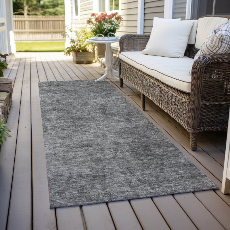 Tapis gris intérieur / extérieur lavable à la machine Christain ACN1359, Tapis de couloir 2 pi 3 po x 7 pi 6 po