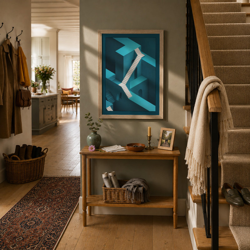 Ascent Geometric - Framed Print, A1 - 84.1 x 59.4 cm, Oak