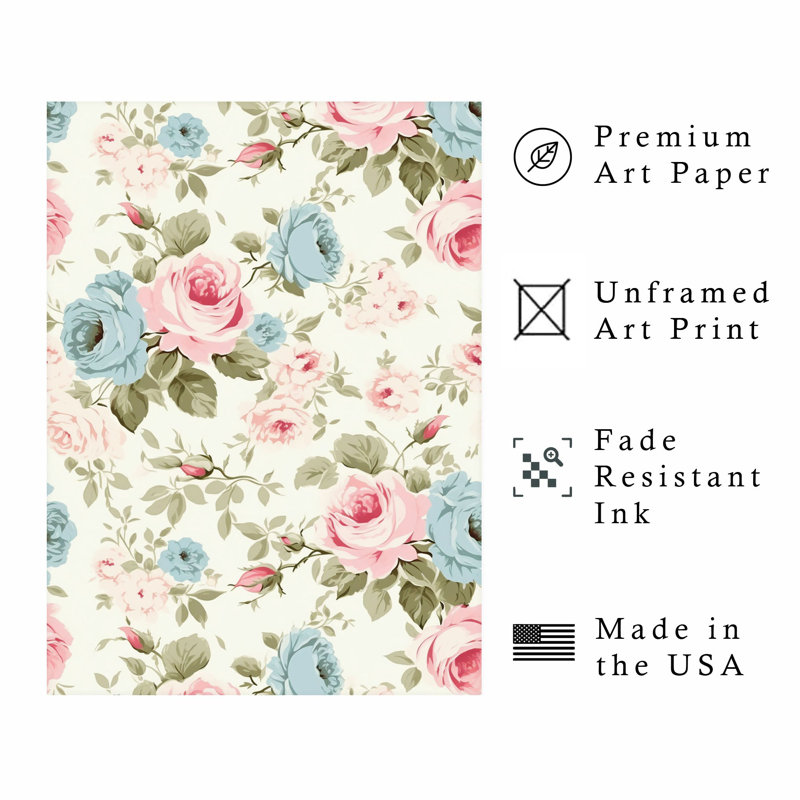 Motif floral rose Shabby Elegance, H 30 po x l 20 po