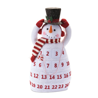 Tablette de compte à rebours de Noël peluche bonhomme de neige H 20,5 po