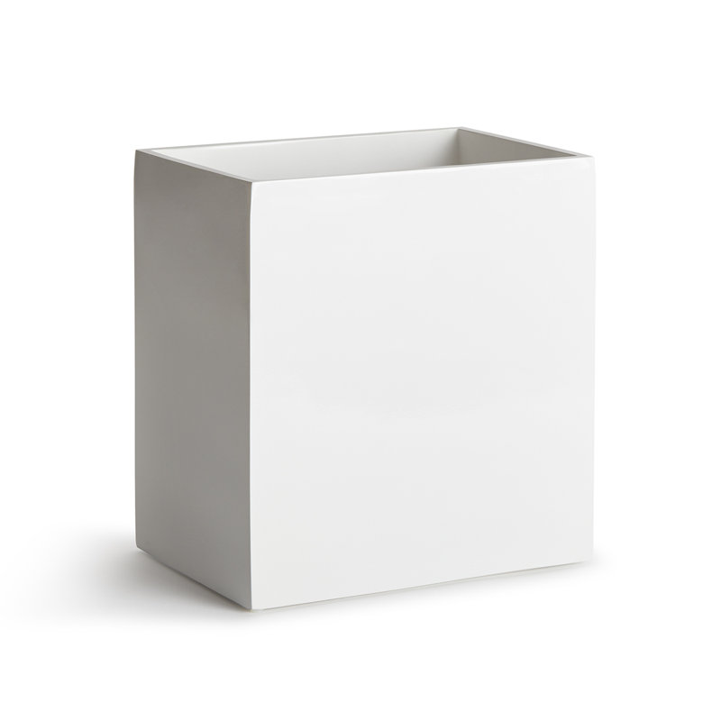 White Lacquer Minimalist Bathroom Wastebasket