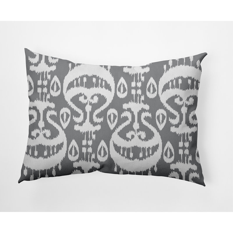 Ikat Outdoor Reversible Throw Pillow, Gray