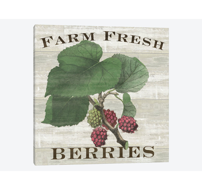 « farm fraîche raspberries », impression sur toile tendue, H 26 po x l 26 po x P 1,5 po, Toile tendue, Pas de tapis