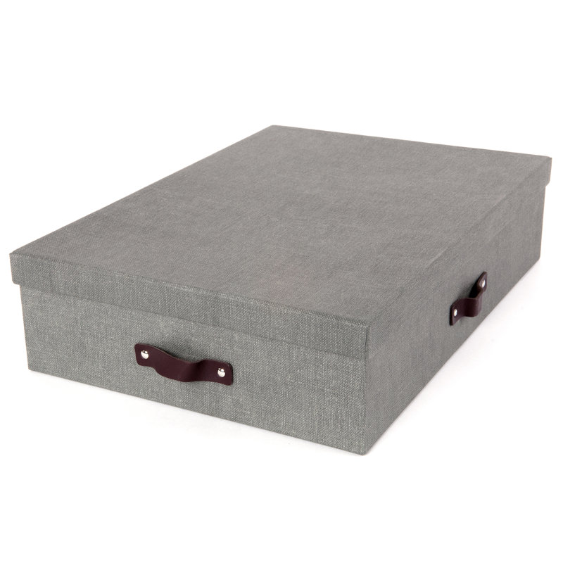 Boîte de rangement en carton Jakob, Toile grise