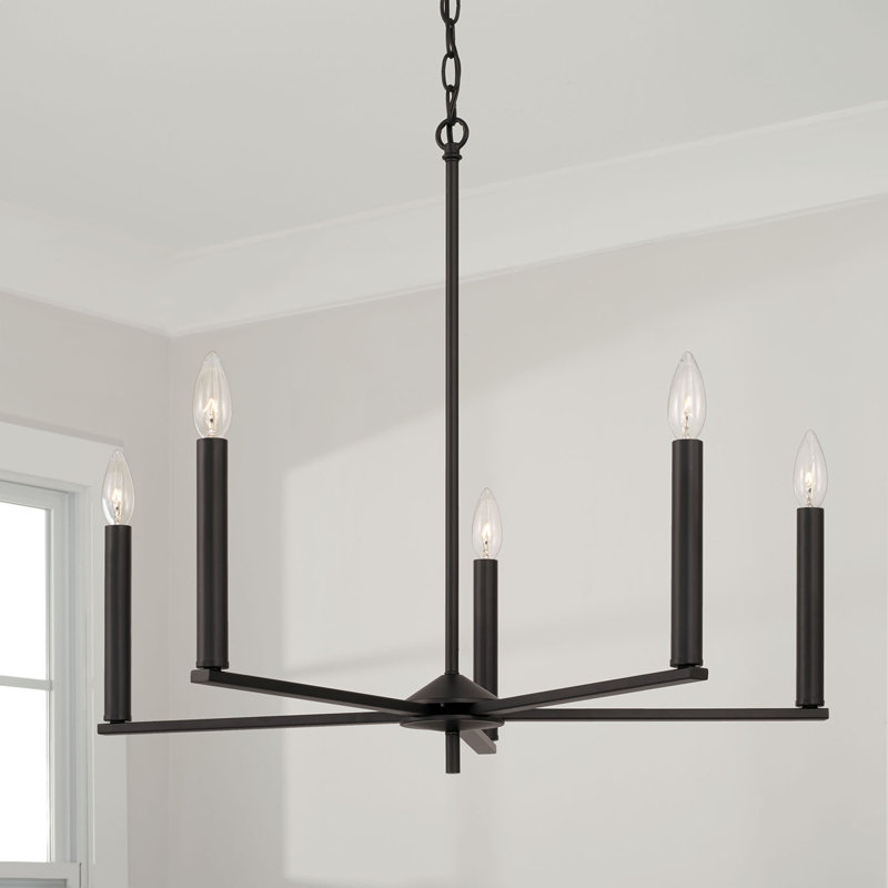 Ivanya 5 - Light Dimmable Modern Linear Chandelier, Matte Black