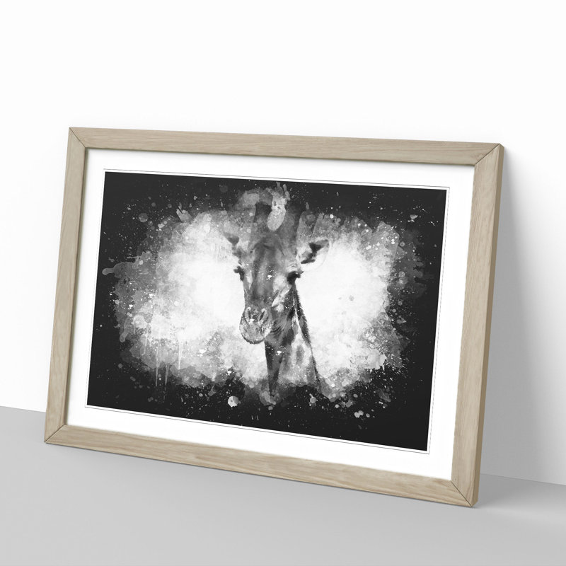 Giraffe Vol.3 - Picture Frame Painting, Oak Framed, 65cm H x 90cm W x 2cm D