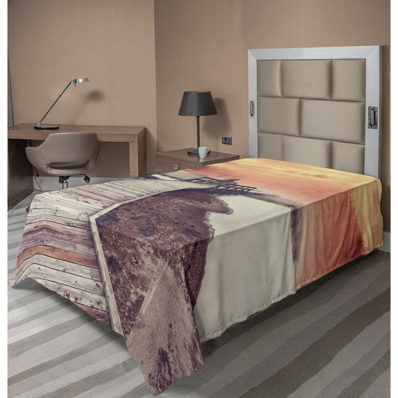 Ambesonne Yellowstone, dessus plat, drap plat, sentier, parc, calking orange, Drap plat pour lit simple TG