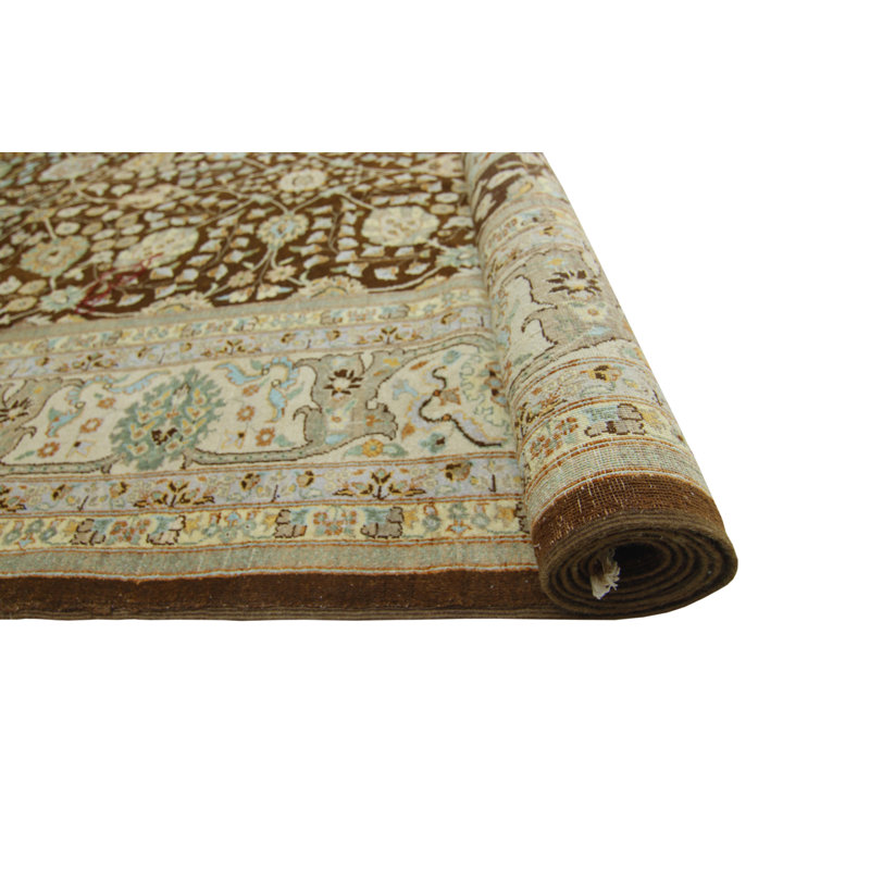 Tapis brun fait à la main de style Apolinaire Ankara, 9 pi 1 po x 12 pi 2 po