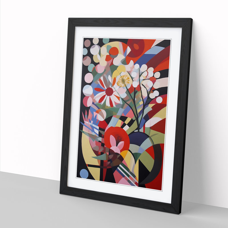 FRM-V0523-889X Flowers Constructivism Vol.3 - Picture Frame Print, Black Framed, 46cm H x 34cm W