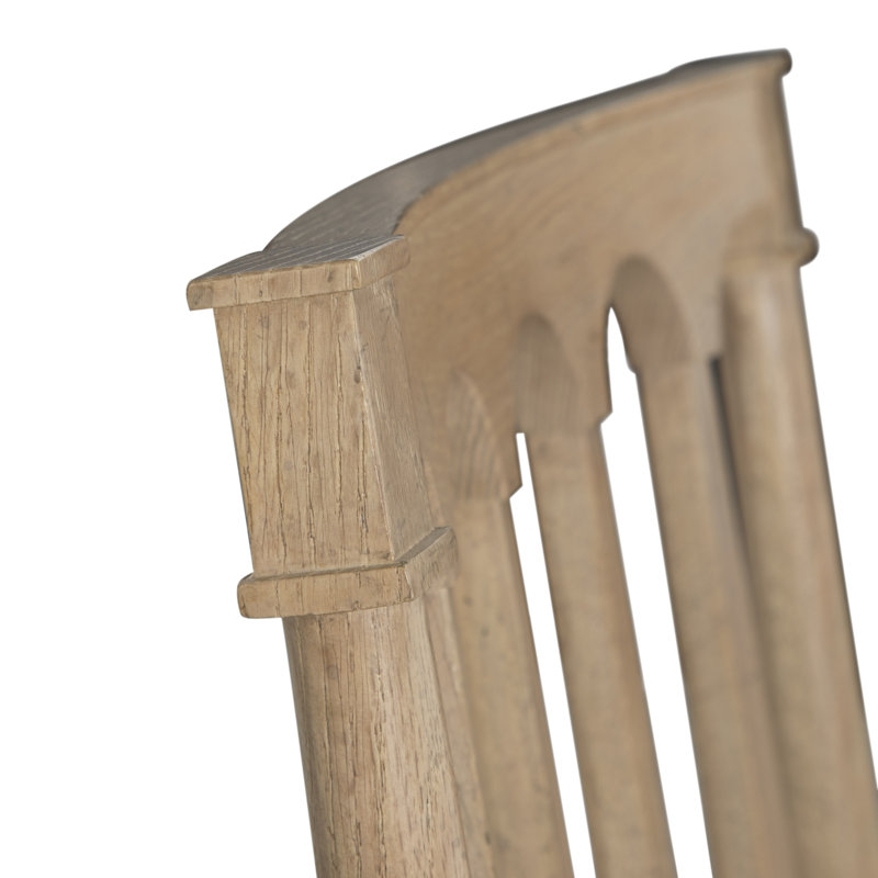Mathis Wood Sculpted Back Dining Arm Chair, Rustic French Oak