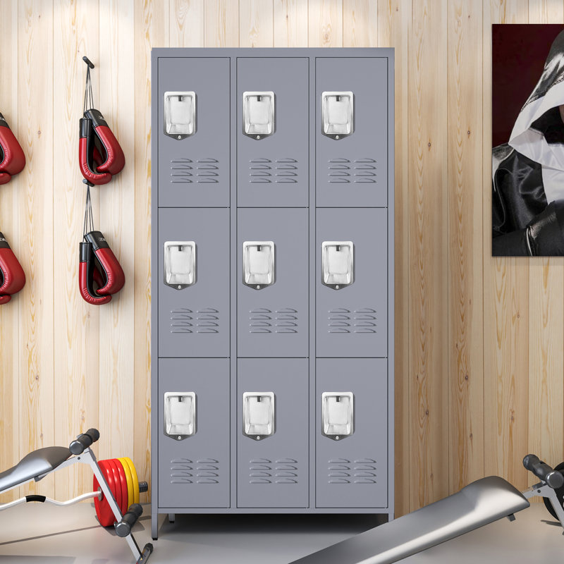 Metal 3 - Tier 90cm Gym Locker with Handle, Grey