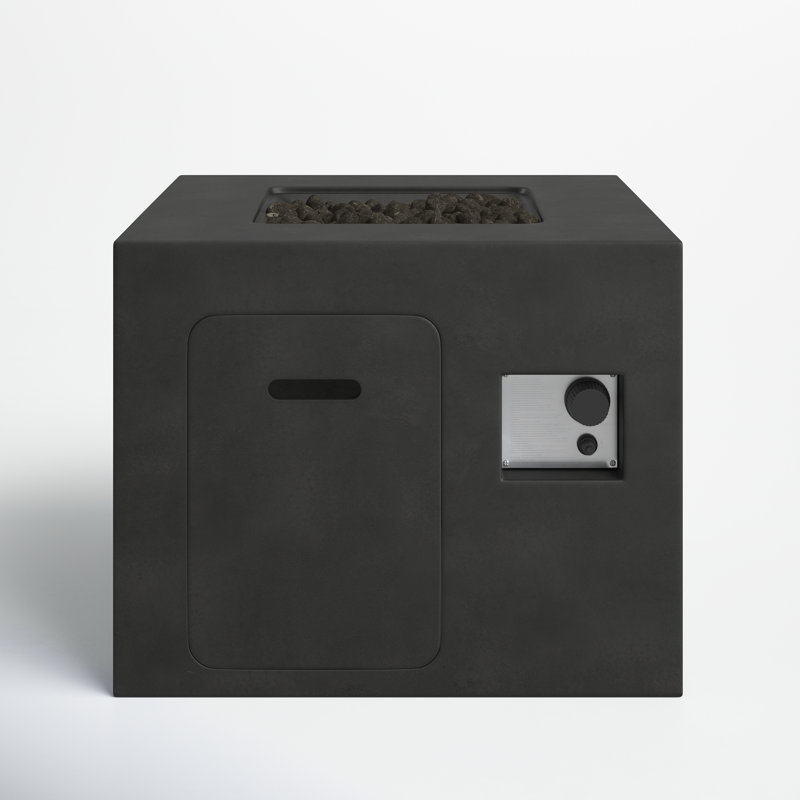 Lennart Square Concrete Propane Smokeless Fire Pit, Charcoal