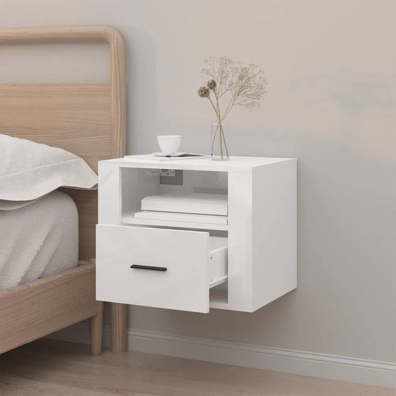 Jalaysia 50cm W Manufactured Wood Bedside Table, Transparent, Set of 2
