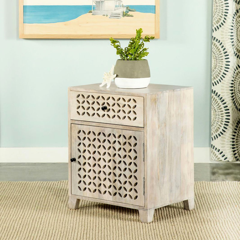 Armoire décorative en bois massif blanchi avec tiroir pour l'organisation de l'espace de vie