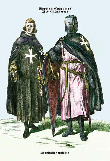 Costumes allemand : hospitaller knights, reproduction d’art, H 36 po x l 24 po x P 1,5 po