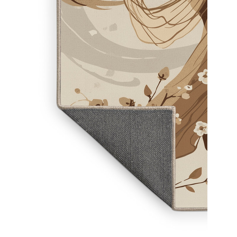 Tapis moelleux moelleux à motif floral d'inspiration mondiale Belly Dancer - beige, 6 X 9