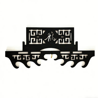 4-tier Classic Wall-mounted Sword Holder With Cutout Design, Decorative Weapon Display Rack For Home
