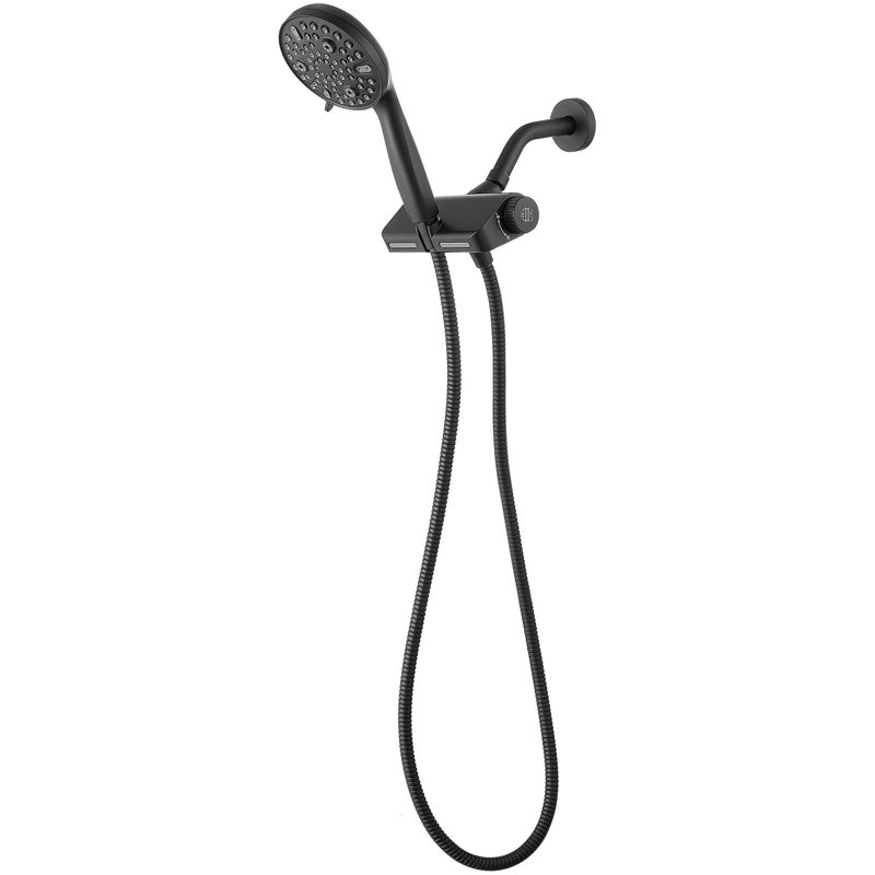 10-Spray Wall Mount Dual Shower Head And Handheld Shower Head 1.8 GPM, Matte Black