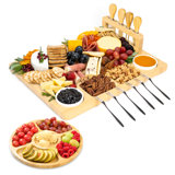 Charcuterie Board Set, Rayon from Bamboo Cheese Board Set with Knives and Utensils