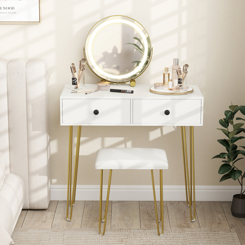 Dressing Table, White/Gold