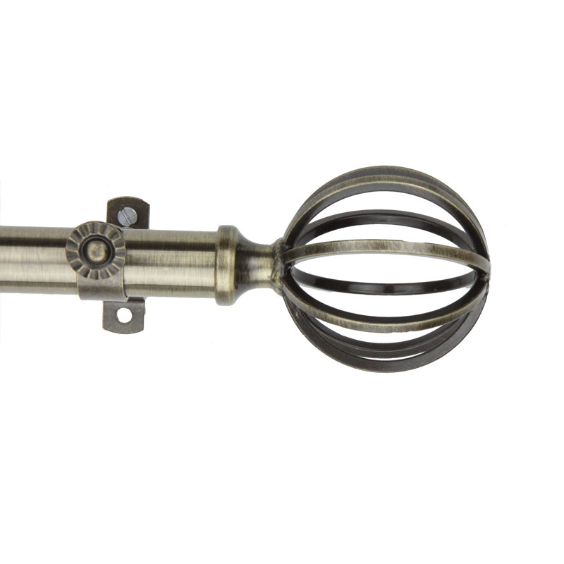 Tringle à rideau simple Burma Bay, Laiton antique, 28 po à 48 po (chaque côté)