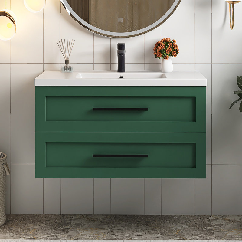 36" Wall-Mounted Floating Bathroom Vanity With Sink