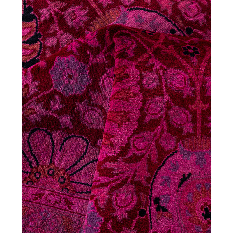 Overdyed Hand-Knotted Wool Modern-Contemporary Pink Area Rug 8' 1" x 10' 2"