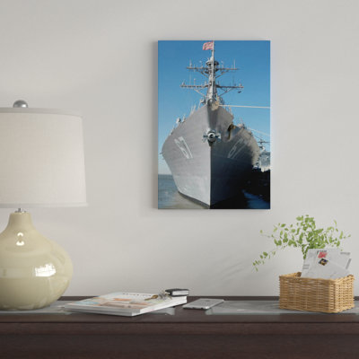 The Guided Missile Destroyer USS Cole Sits Moored To A Pier by Stocktrek Images - Wrapped Canvas Gallery-Wrapped Canvas Giclée