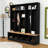 Elegant Hall Tree with Wood-Grain Finish, Shoe Bench, Storage Cubes & Shelves-1008873460