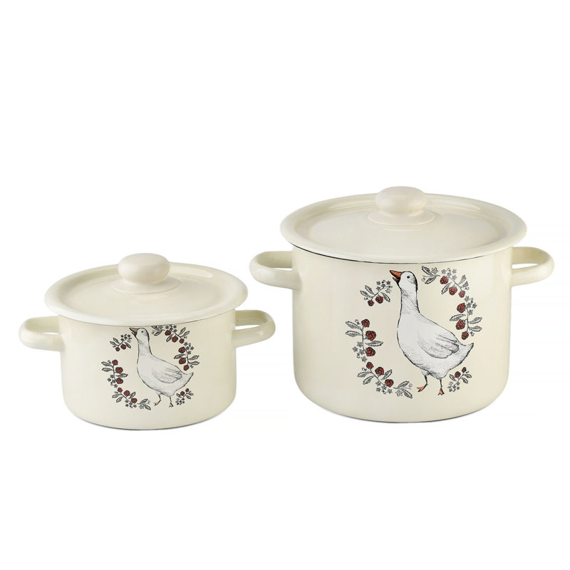 Gusak Enamelware Steel Pot with Lid