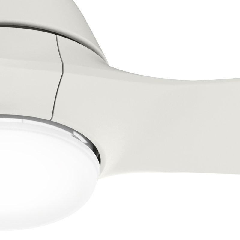 Hunter 52 inch ENERGY STAR® Damp Rated Ceiling Fan with LED Light Kit and Handheld Remote, White, Matte White