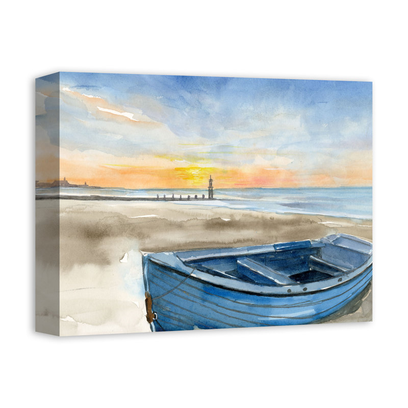 Bateau de plage sur toile, H 11 po x l 14 po x P 1,25 po