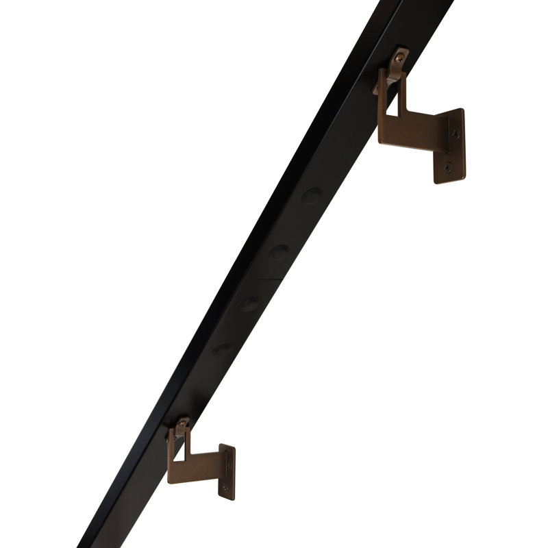 Modern Aluminum Handrail Grab Bar Kit, Adjustable Steel Brackets, Returns to Wall, Powder Coat, 11' W, Bronze / Black