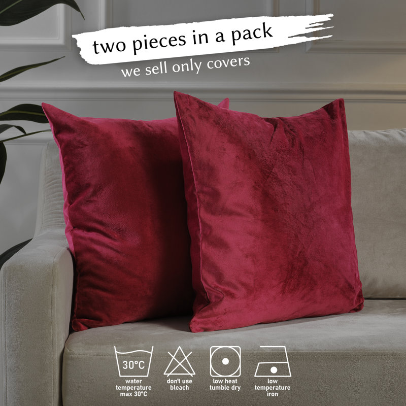 Matte Velvet Pillow Cover, 20" x 20", 53 Bright Maroon