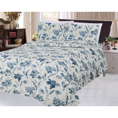 Marina Decoration Home Decor Bedding Bedroom Bedsheet Soft Silky Deep Pocket Rayon from Bamboo All Season 6 Pieces Printed Sheet Set with 4 Pillowcases, Blue Inkwash Floral Pattern King Size