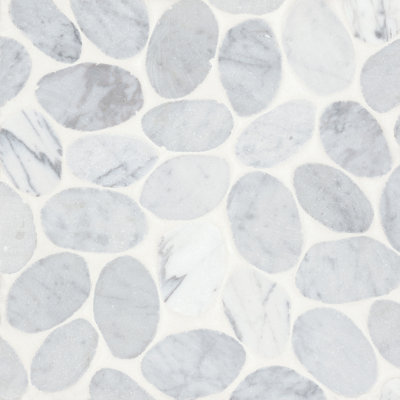 Waterbrook 12" x 12" Jumbo Tumbled Pebble Mosaic Tile in White/Gray