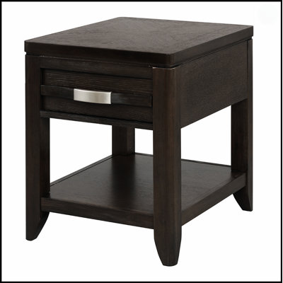 Table de bout de 24 po x 20 po x 25 po avec tiroir et tablette, conception en bois durable et en métal pour une vie moderne