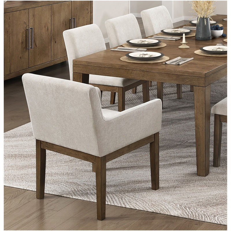 Ensemble de salle à manger brun 9 pièces avec grande table et chaises rembourrées